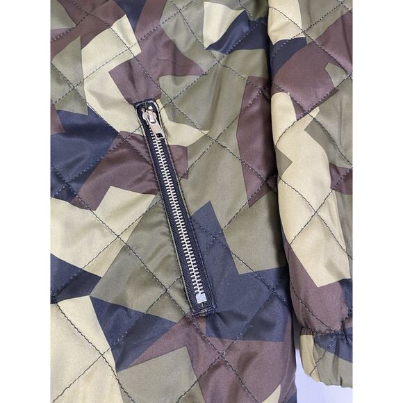 Kendall & Kylie Bomber Jacket Women's Size Small Green Camo Quilted Longline - Picture 2 of 10